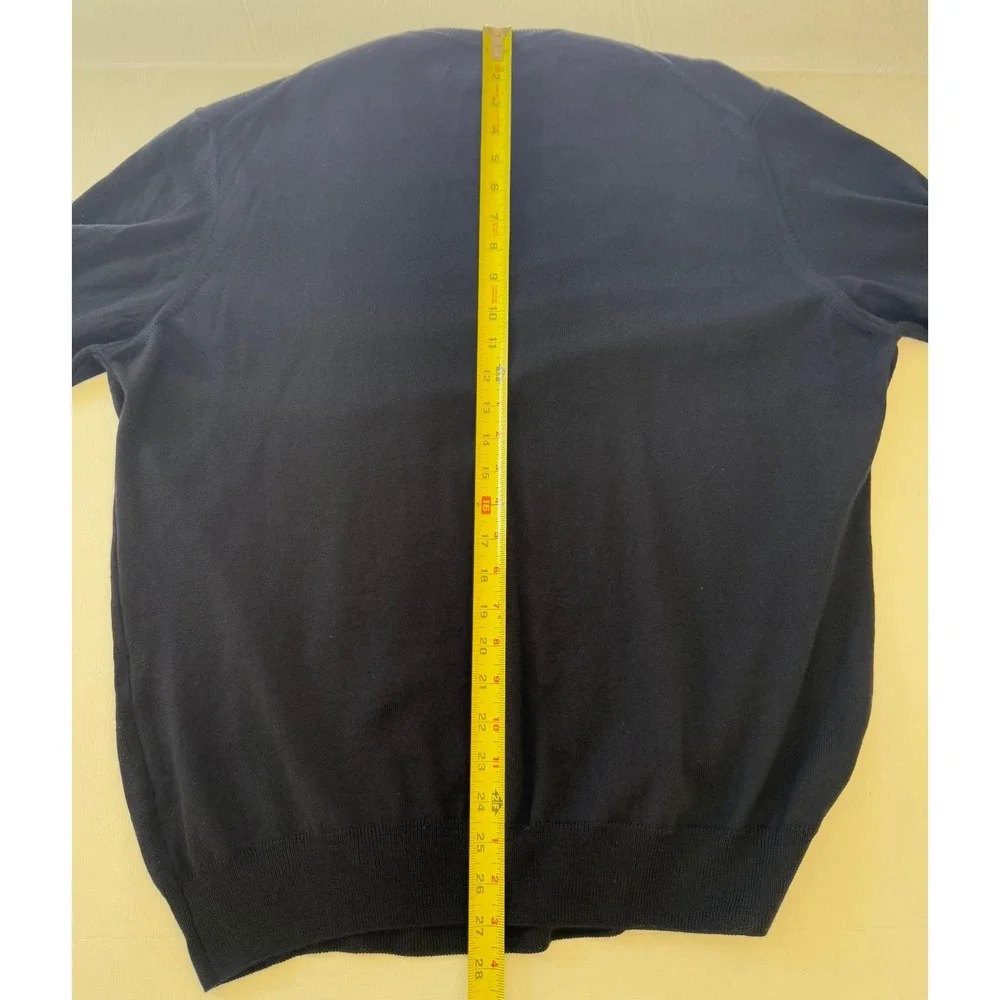 Black Brown 1826 Mens XL Merino Wool V-Neck Sweater Made in Italy Long Sleeve‎